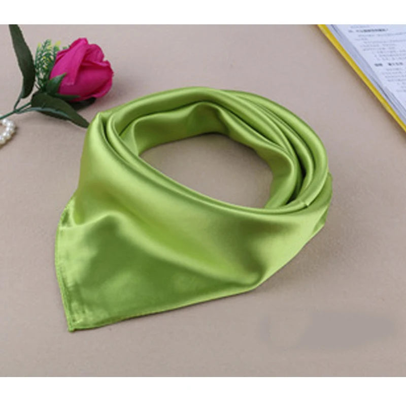 Four seasons new Solid Color Women Silk Scarf Fashion Airline stewardess Occupation 60X60cm small Kerchief Party Gift F1044