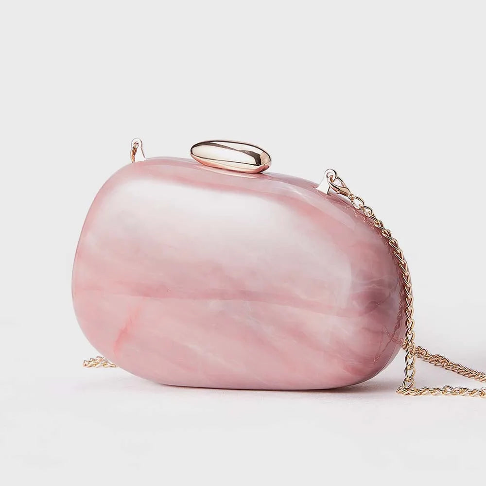 2025 women's new shoulder oblique span bag, special-shaped shell acrylic bag, fashionable wedding dinner clutch bag