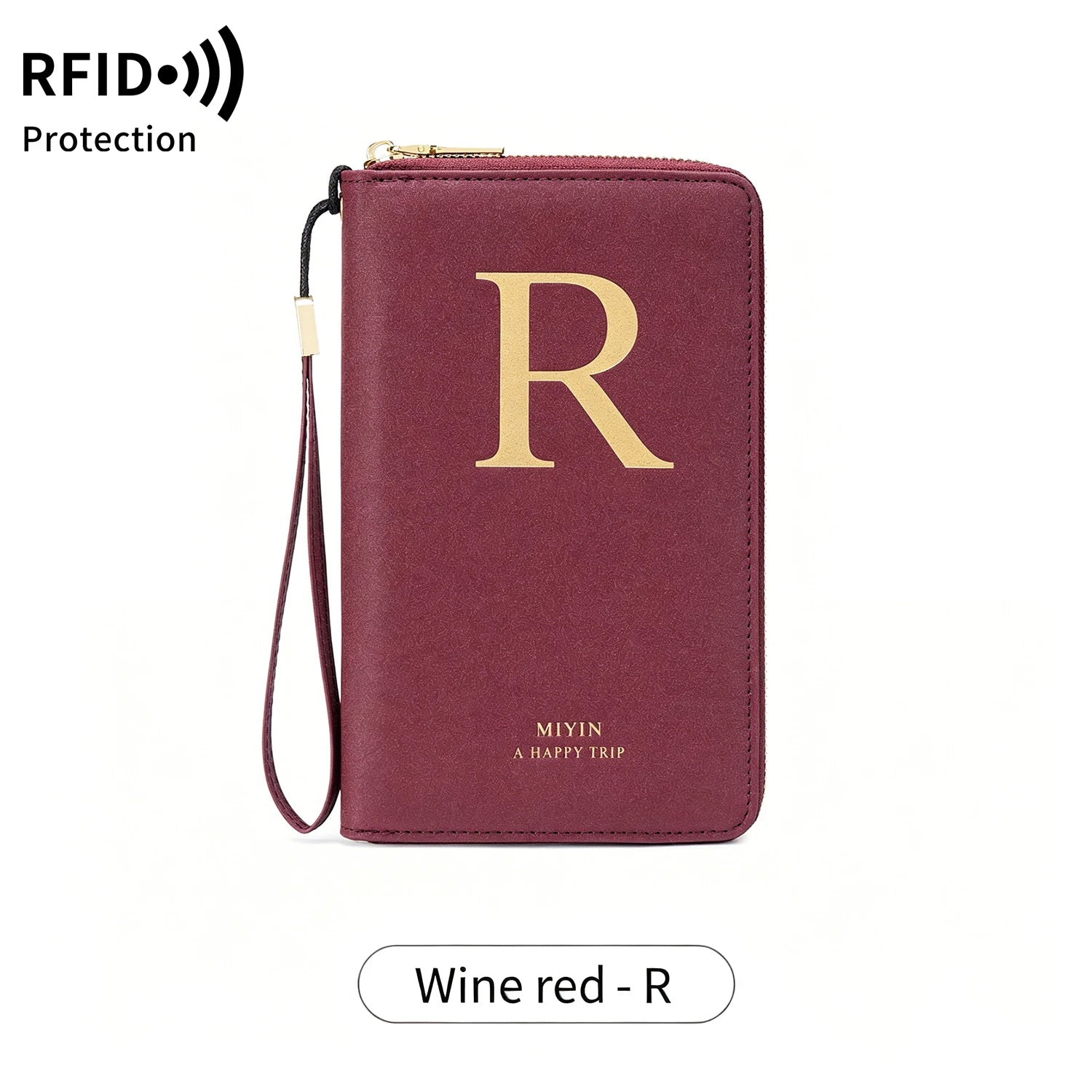 Multi-Functional RFID Blocking Passport Bag Travel Document Holder with Long Zipper Ticket Storage Wallet for Multiple Passports