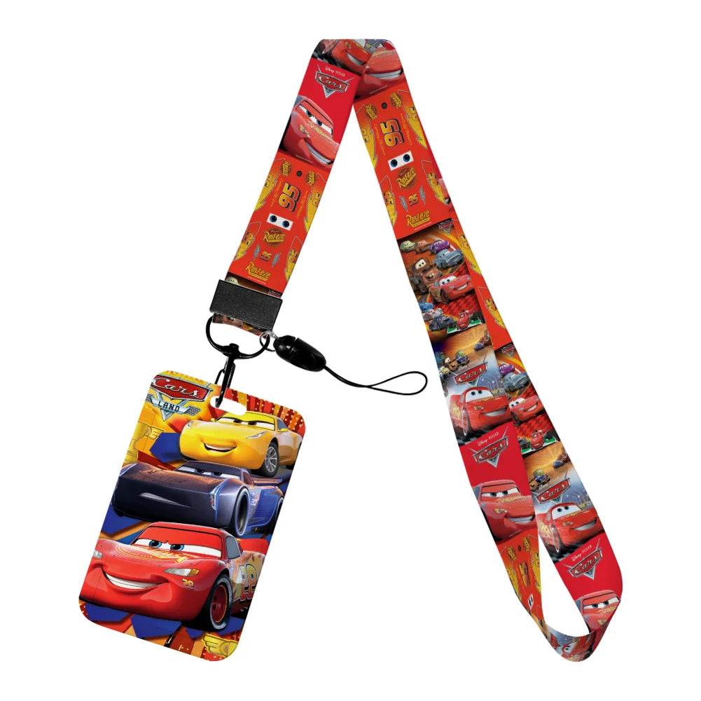 Cars Disney Movie Lightning McQueen New Arrvial Cute Cartoon Badge Holder ID Card Bus Card Holder Lanyard for Accessories Gifts