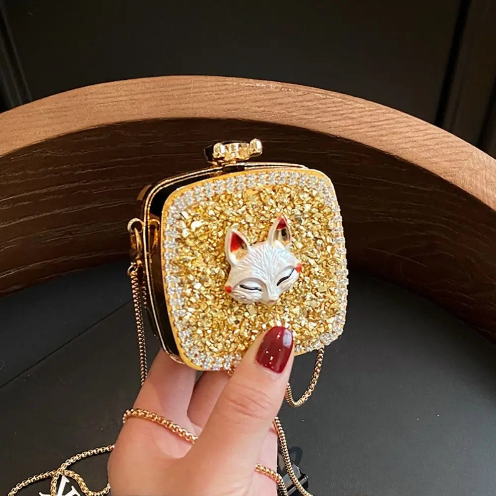 Handbag Gold/Silver Rhinestone Evening Bag Irregular Shape Elegant Banquet Chain Bag Small Wallet Shinny Mini Lipstick Bag Gift