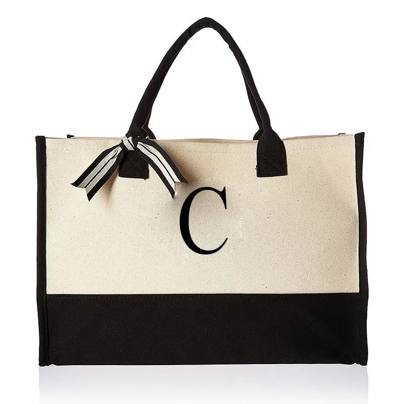 Tote Bag Fashion Canvas Totes Letters Flower Portable Beach Shoulder Shopping Casual Beach Bag Large Capacity Handbag  Wholesale
