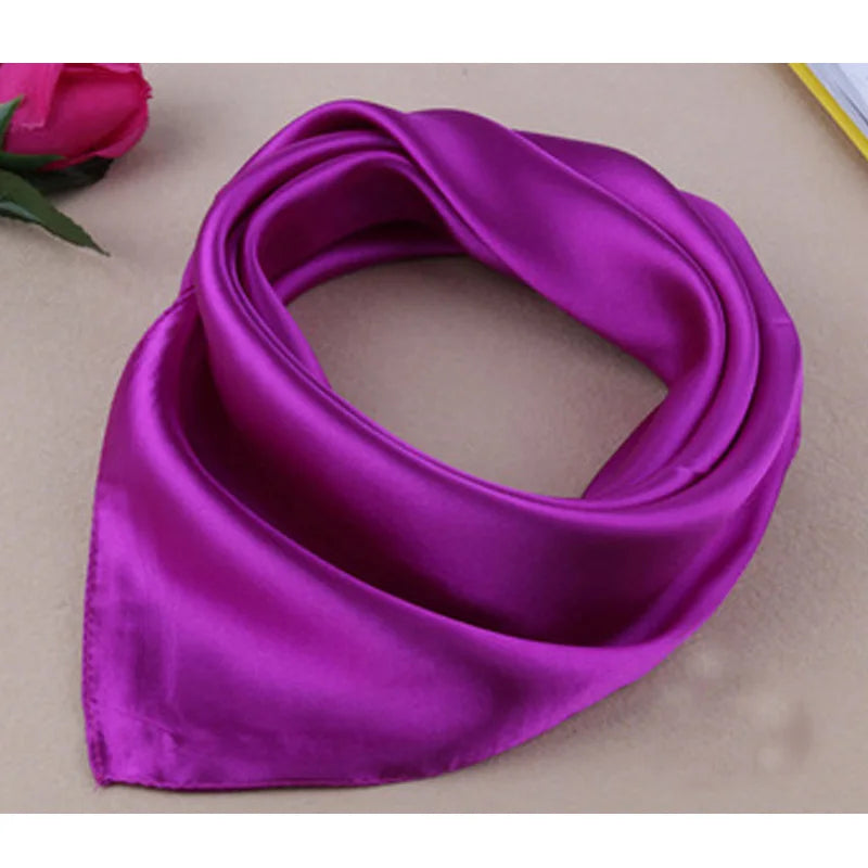Four seasons new Solid Color Women Silk Scarf Fashion Airline stewardess Occupation 60X60cm small Kerchief Party Gift F1044