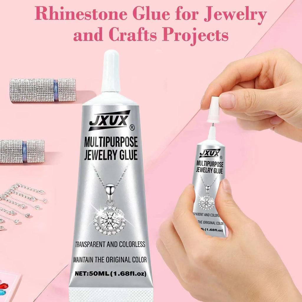 JXVX B7000 Jewelry Glue for Rhinestones,Flexible Super Glue Gel with Precision Tip Multi Function Clear Gem Glue Fabric Adhesive for Cloth Metal Stone Bead Jewelry Making Wood Glass 4pcs.