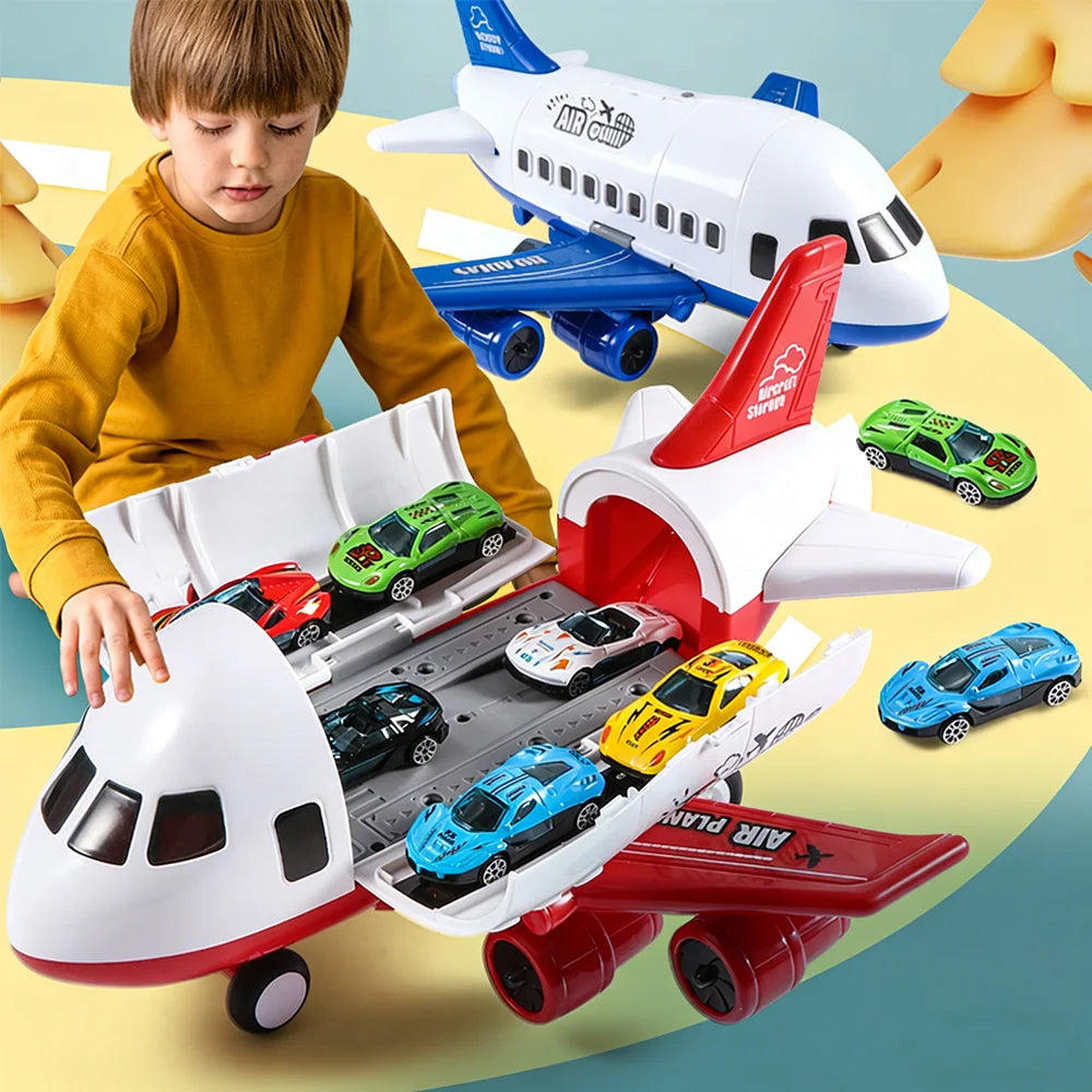 Hot Sale Large Inertial Plane Toy Set with 6 Mini Cars - Perfect Gift for Kids on Christmas/Children's Day