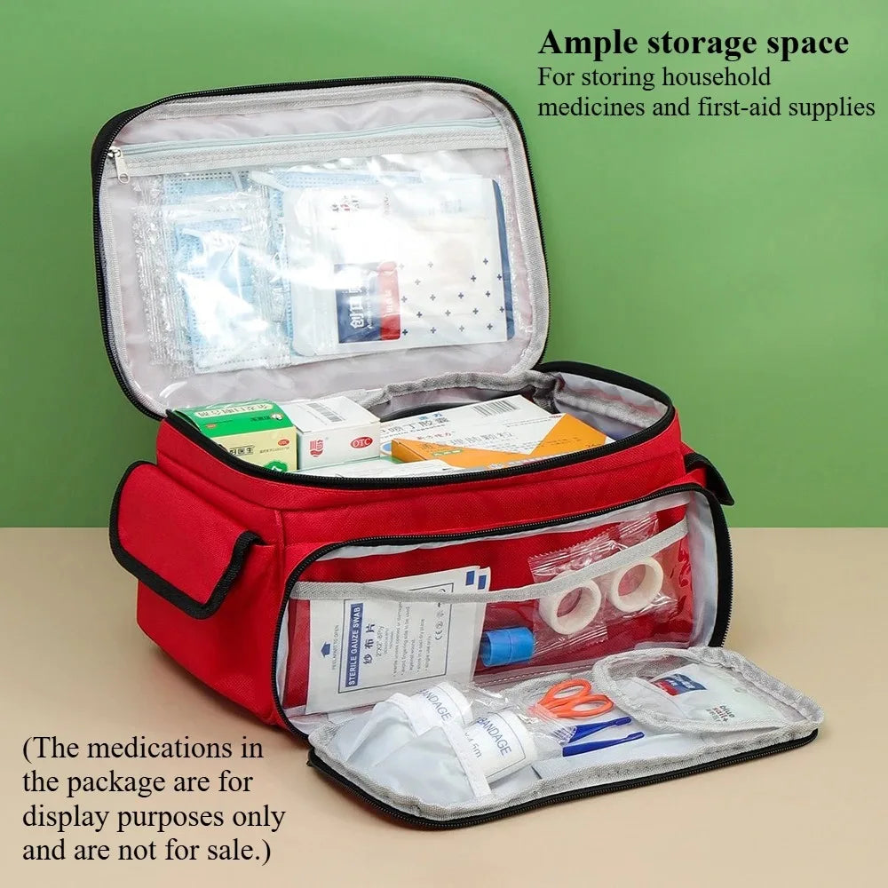 1-Pack Large Capacity Travel Medicine Storage Bag, Portable Emergency Kit, Partition Design, Medical Case, Home First Aid Kit