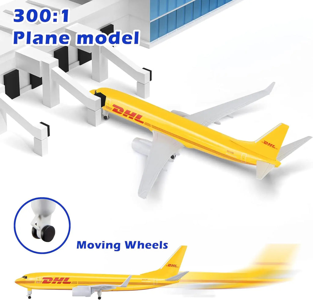 20cm DHL B737 Die-cast Metal Airplane Model with Display Stand for Aviation Enthusiast Gift or Display Decorations