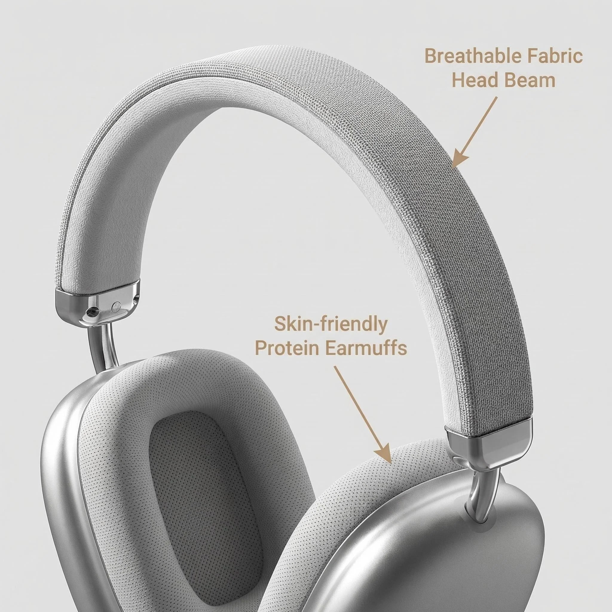 Fabric Headband Bluetooth Over-Ear Headphones Breathable Comfortable Metal Adjustment for Student Music Lover Office Worker