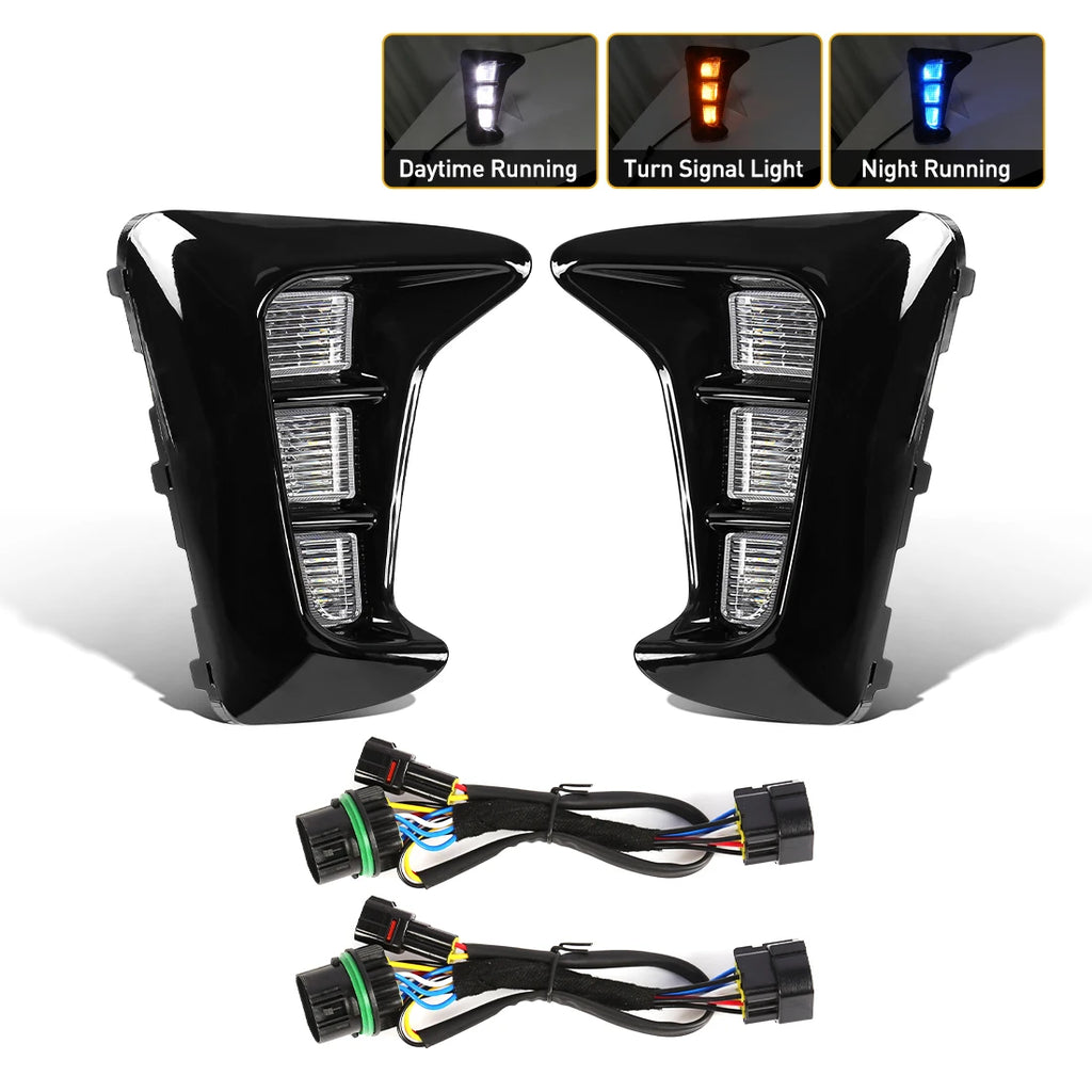For Kia Pegas 2018 2019 Car LED Daytime Running Light Front Fog Lamp Dynamic Turn Signal Light White Yellow Blue 12V Accessories