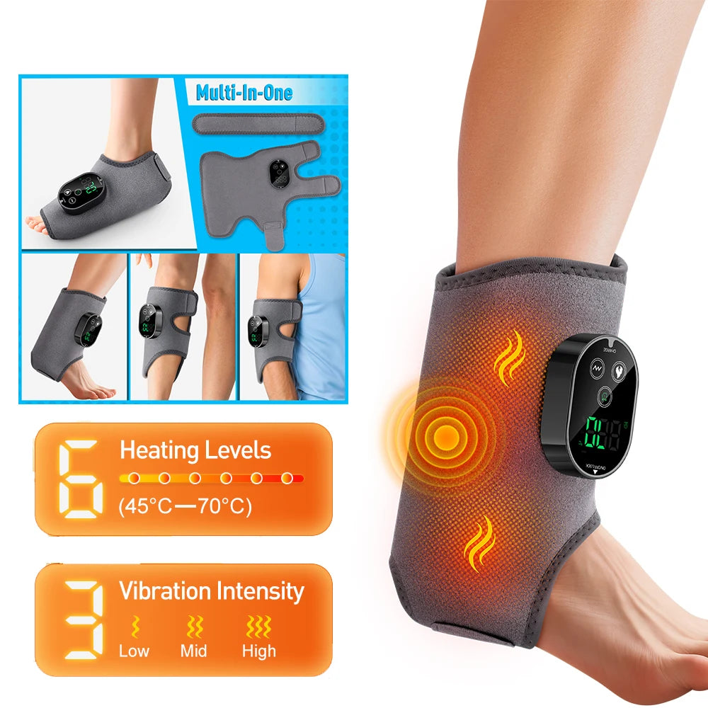 Heated Wrist & Foot Massager for Home Comfort Cordless Hand Wrist Wrap with 5 Heat & 3 Vibration Modes Ankle Massager Belt