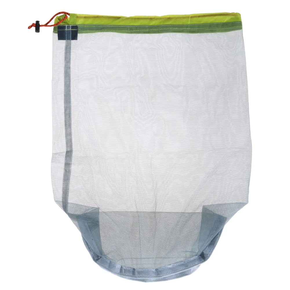 Outdoor Ultralight Mesh Storage Bag Breathable For Sports Camping Drawstring Storage Pack Hiking Travel Tools Compression Bags