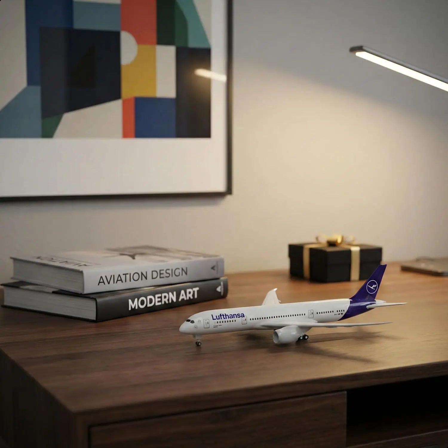 20cm Lufthansa B787 Airplane Model Toy Kit 1/300 Scale Diecast Metal plane Model with Stand for Collection and Display or Gift