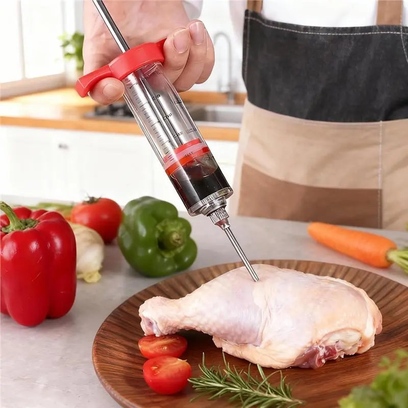 ABWP-Plastic For Smoking For BBQ Grill Turkey Injector Syringe Set, Marinade Injector Kit For Seasoning, Meat Injectors