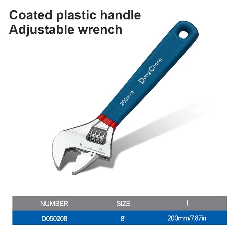 Drop Forged Adjustable Wrench Set 6 8 10 12 15 Inch Tool Steel with Dipped Handle Chrome Plated Heavy Duty for Auto Plumbing