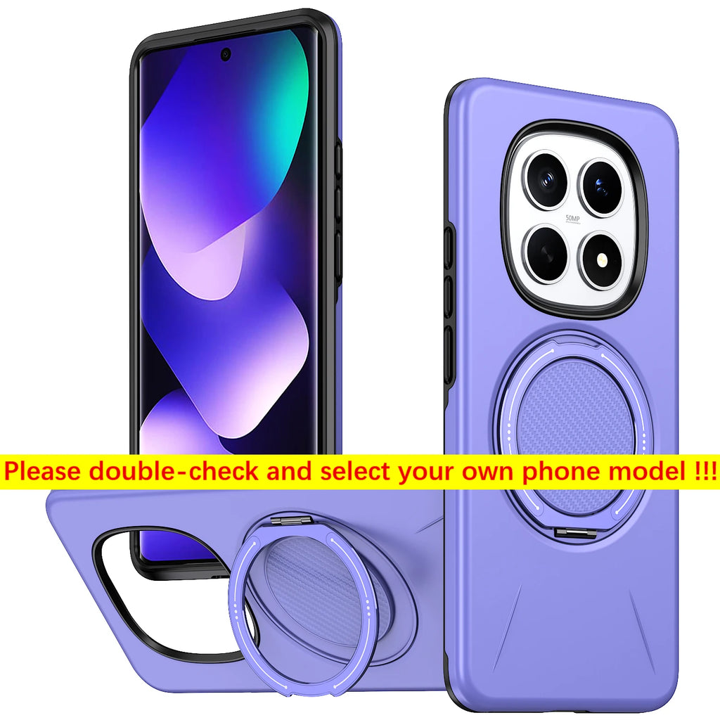 For Xiaomi Redmi Note 15 Pro Plus Note 14 Pro Plus 360° Rotating Stand Luxury Phone Case Armor Shockproof Bracket Cover Fundas