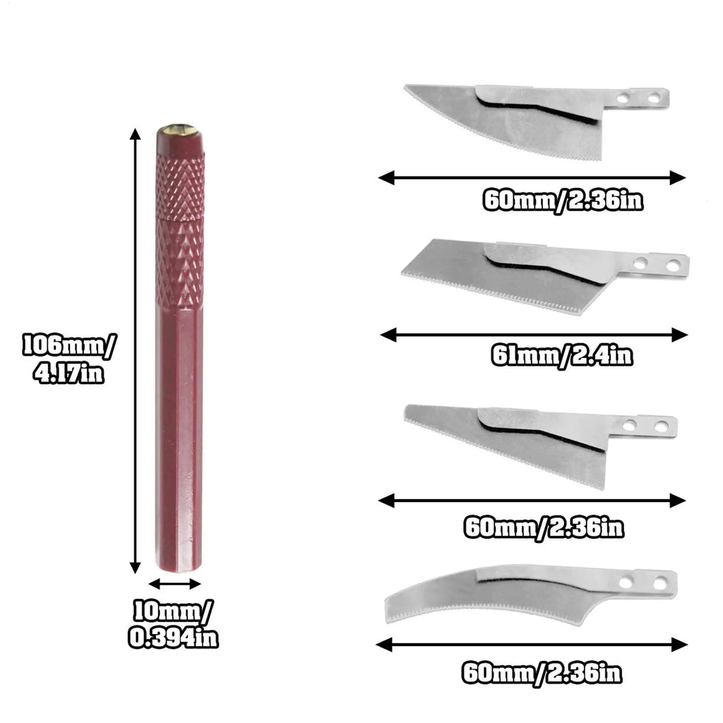 Model Craft Hand Saw Tool Kit with 4 Cutters Precision Hobby Saw for Handcrafted Woodworking Mini Hacksaw for DIY Modeling ﻿