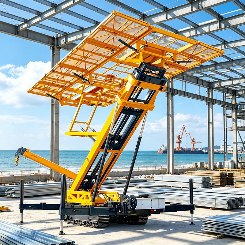 Self-walking Crawler Hydraulic Telescopic Jib Hoist High Altitude Color Steel Tile Lifter For Factory Construction Site Use