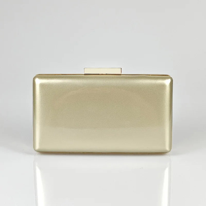 Women's Hard Case Clutch Evening Bag Elegant Shoulder Purse Luxury Design Style Wedding Party Handbag Gold Silver Nude Color