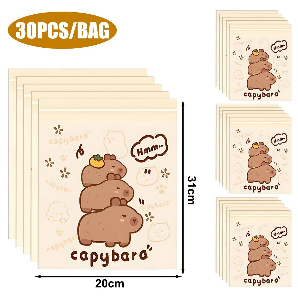 90-30pcs Cartoon Capybara Car Disposable Garbage Bag Portable Universal Auto Door Seat Household Thickened Desktop Trash Can