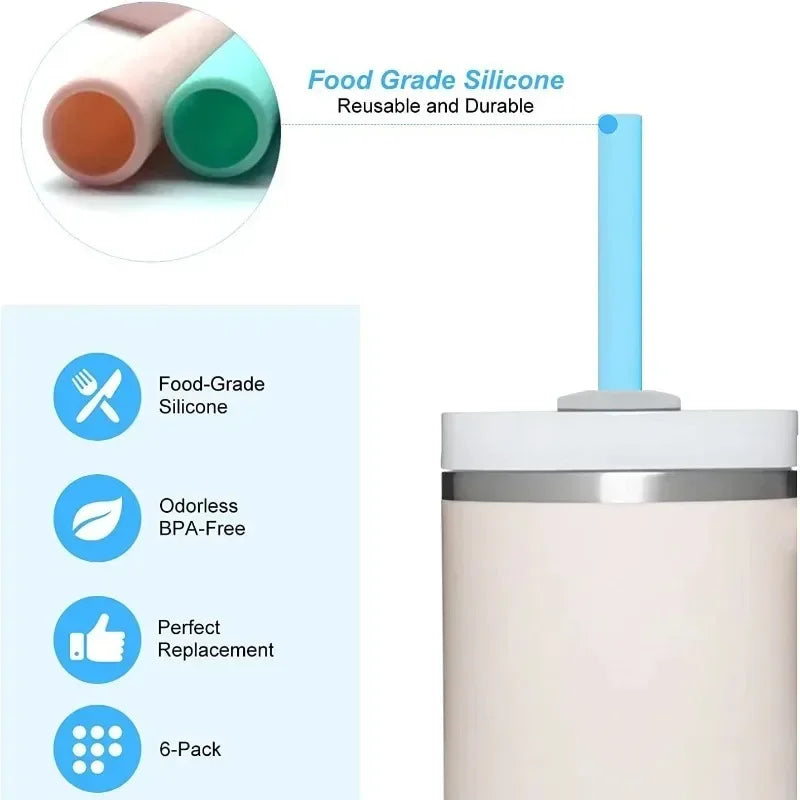 4/812pcs Replacement Straw Compatible for Stanley 20 oz 30 oz 40 oz Cup Tumbler, Clear Reusable Straws with Cleaning Brush