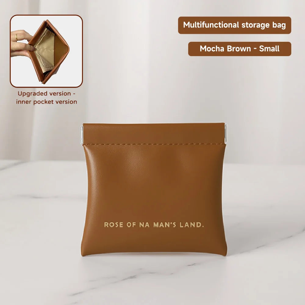 Fashion Multifunctional Storage Bag With Automatic Closure Wired Headphone PU Coin Purse Mini Portable Lipstick And Makeup Bag