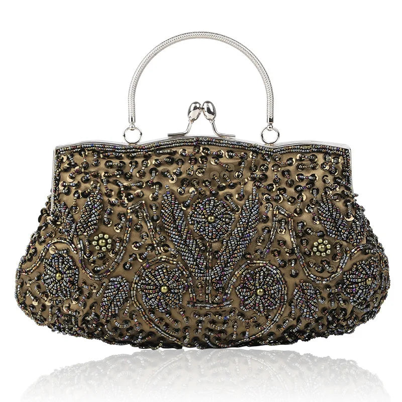 Women Clutch Bags Ladies Beads Evening Bags Wedding Party Bridal Embroidered Handbag Women Solid Retro Small Totes Mini Wallets