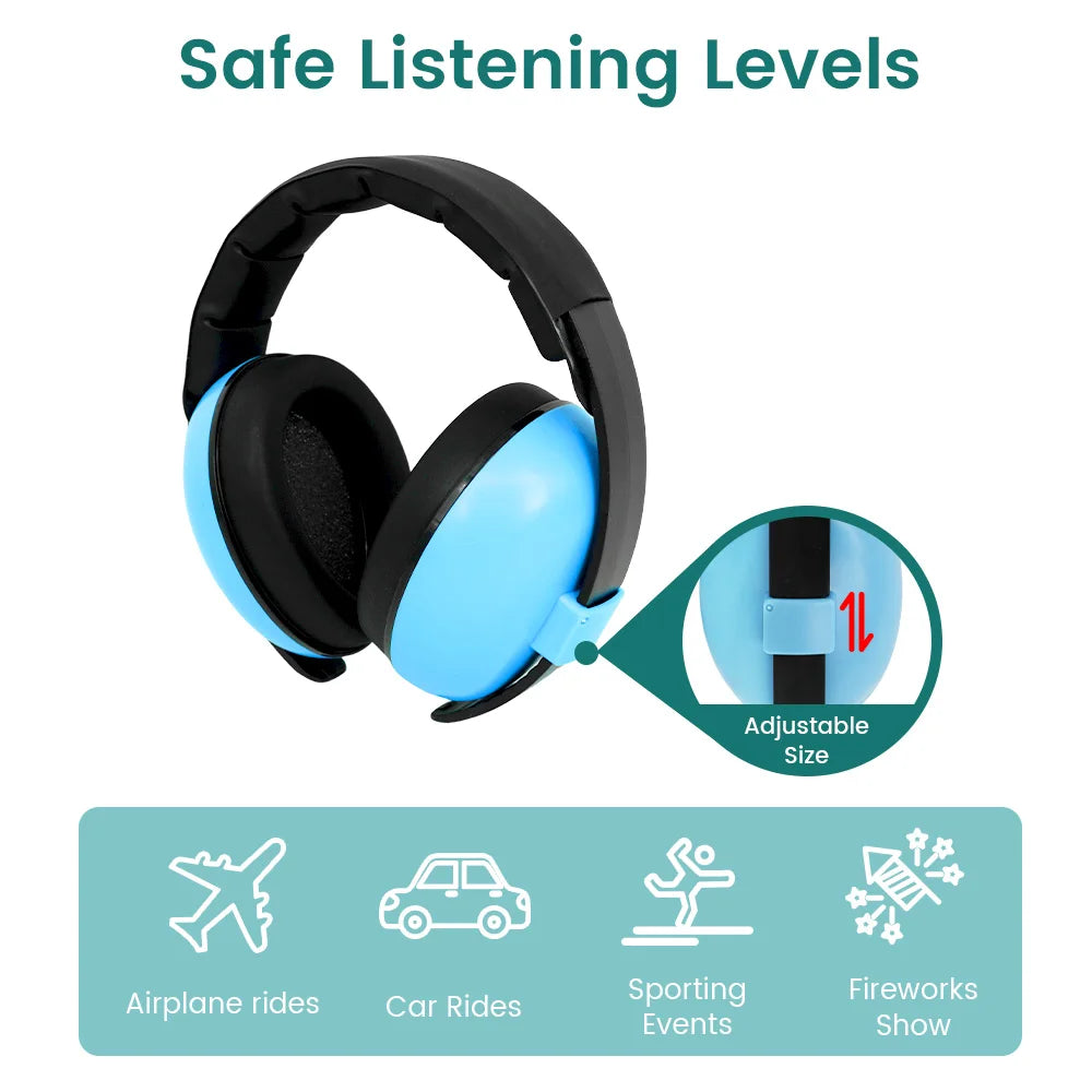 Ear Muffs for Infants with Elastic Headband, Baby Earmuffs Ideal for Flights, Baby Ear Noise Reduction Earmuffs - Baby Headphone