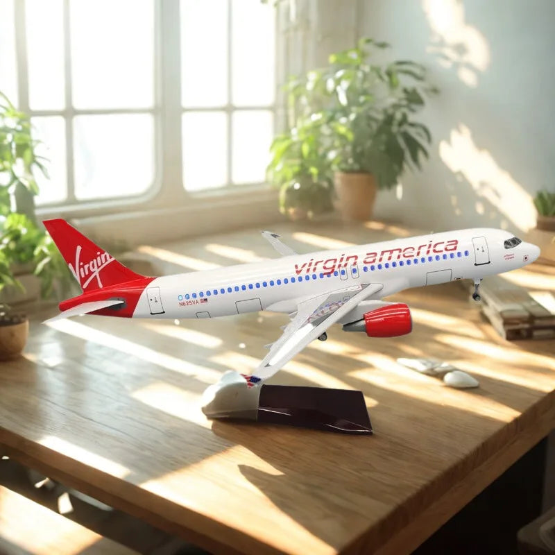 Aircraft Model Toy Kids 47cm Resin Miniature Plane A320 Virgin America Airlines Large Model Diecast Airplane Model Kits Gift By