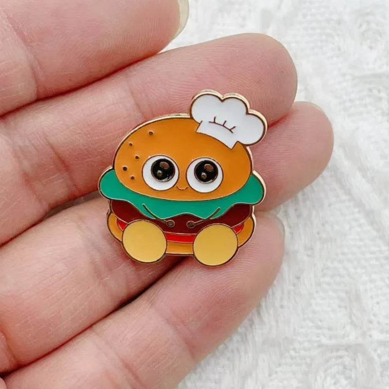 4pcs cartoon food brooch, fun food toy badge, hamburger fries, fried chicken legs, pizza brooch accessory, student gift