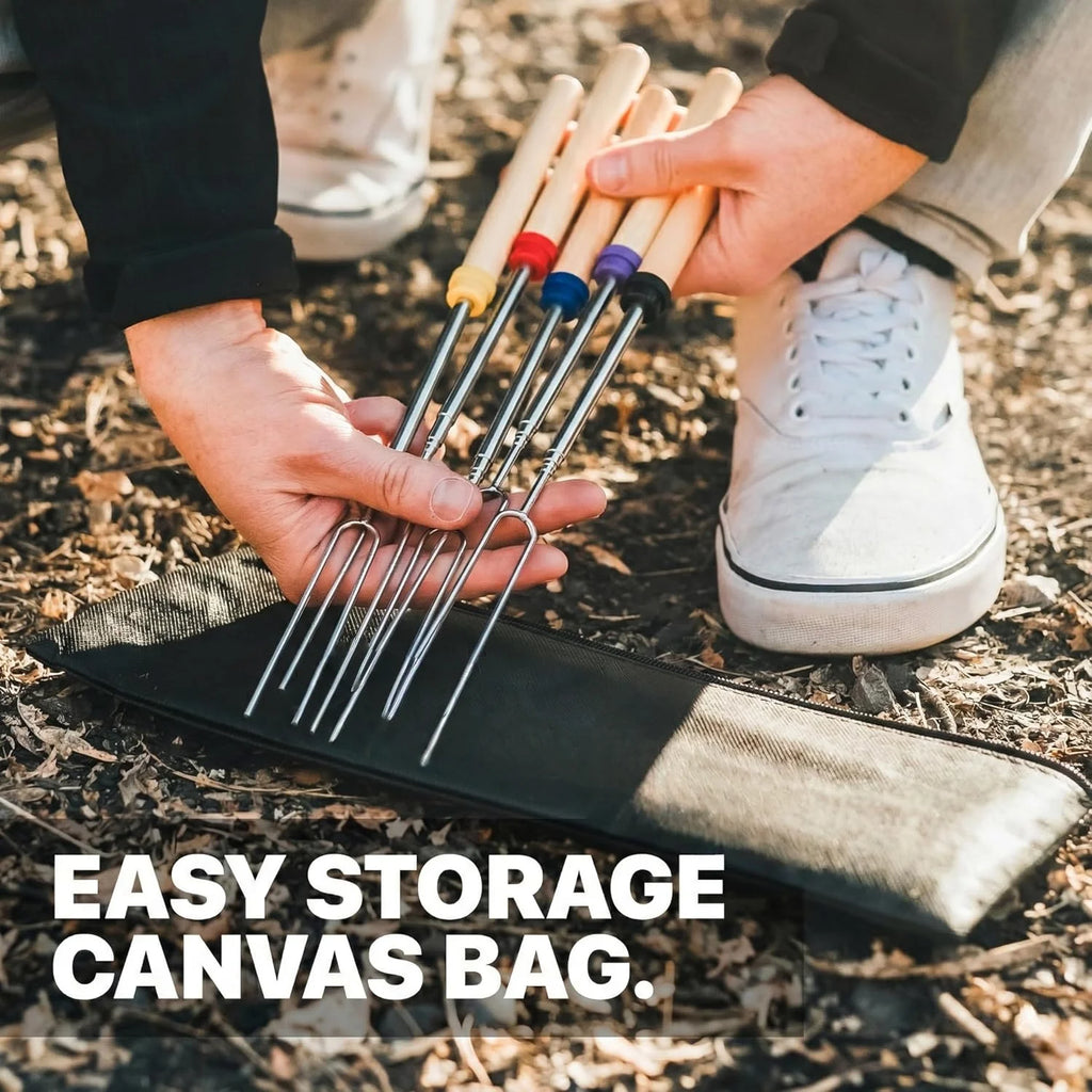 10 Pack 32 Inch Long Campfire Roasting Forks S'mores Kit For Marshmallows Hot Dog BBQ Skewers Outdoor Camping Fire Pit Tools