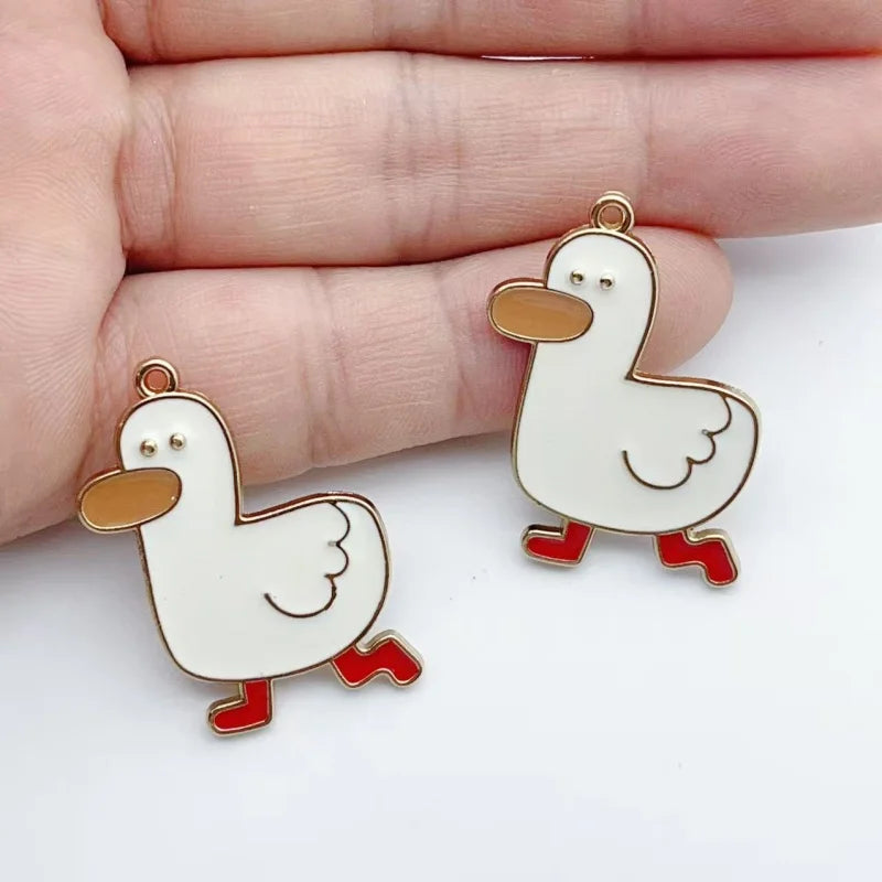 10pcs Cartoon Duck Charm Jewelry Accessories Diy Making Enamel Necklace Earring Pendant Keychain Charms Alloy Metal