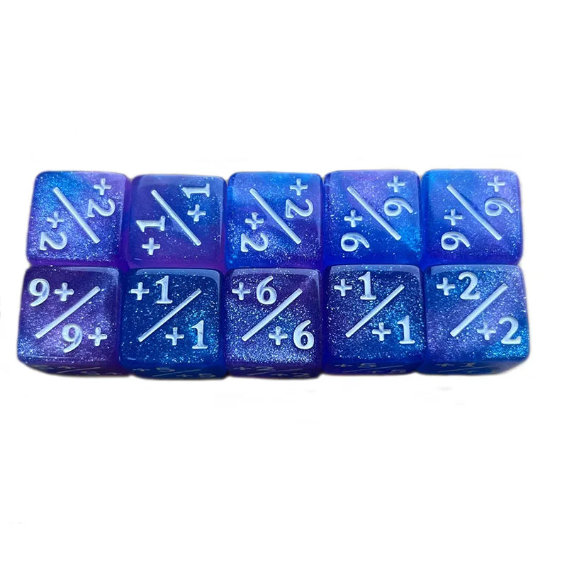 10Pcs D6 Dice 6 Side Counters +1/-1 Square Digital 16mm Cube for Funny Table Board Gaming Math Teaching Arithmetic Study
