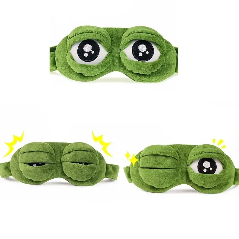 Cute Pepe Frog Sleep Eye Mask Plush Blindfold Super Soft Transformable Cover for Kids Teens Adults (Green)