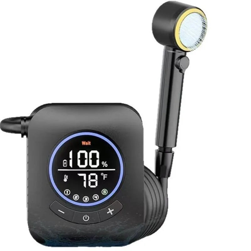 2025 Rechargeable Portable Shower Pump - 6.0L/min High Flow Camping Shower for Outdoor, Jobsite, Dorm & Home Use (Black)