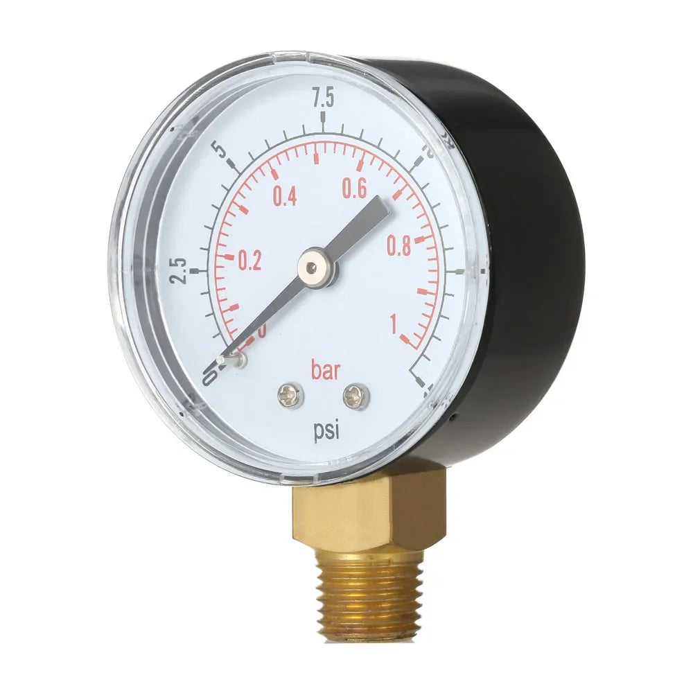 50mm Water Pressure Dial 0~15psi 0~1bar / 0~60psi 0~4bar Manometer Hydraulic Pressure Gauge 1/4" NPT Thread Manometre Pression