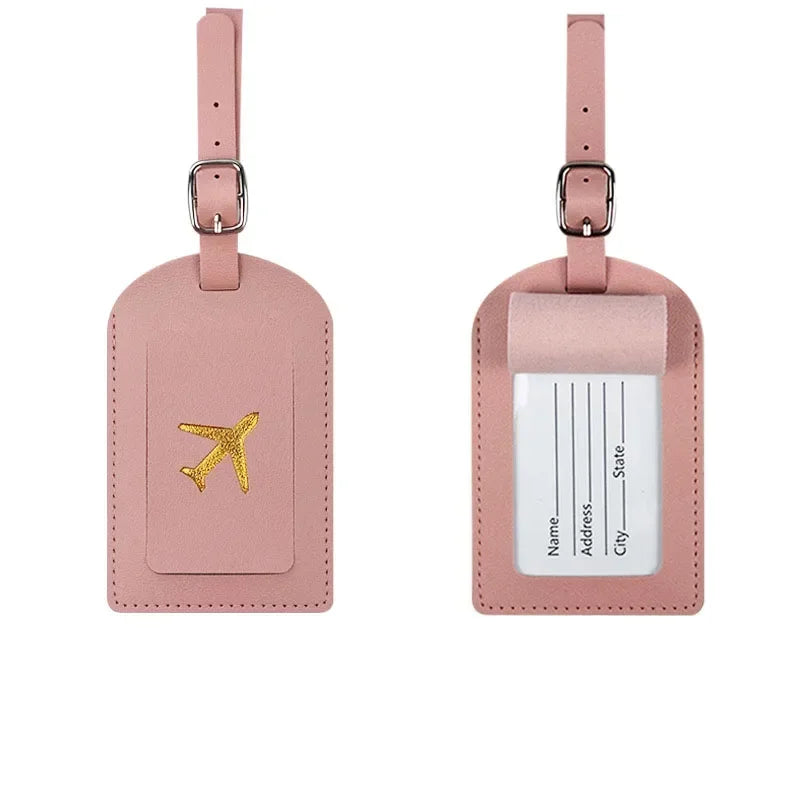 PU Leather Fashion Candy Dopamine Color Scheme Stamping Airplane with Signature Paper Aircraft Luggage Tag Baggage Tags