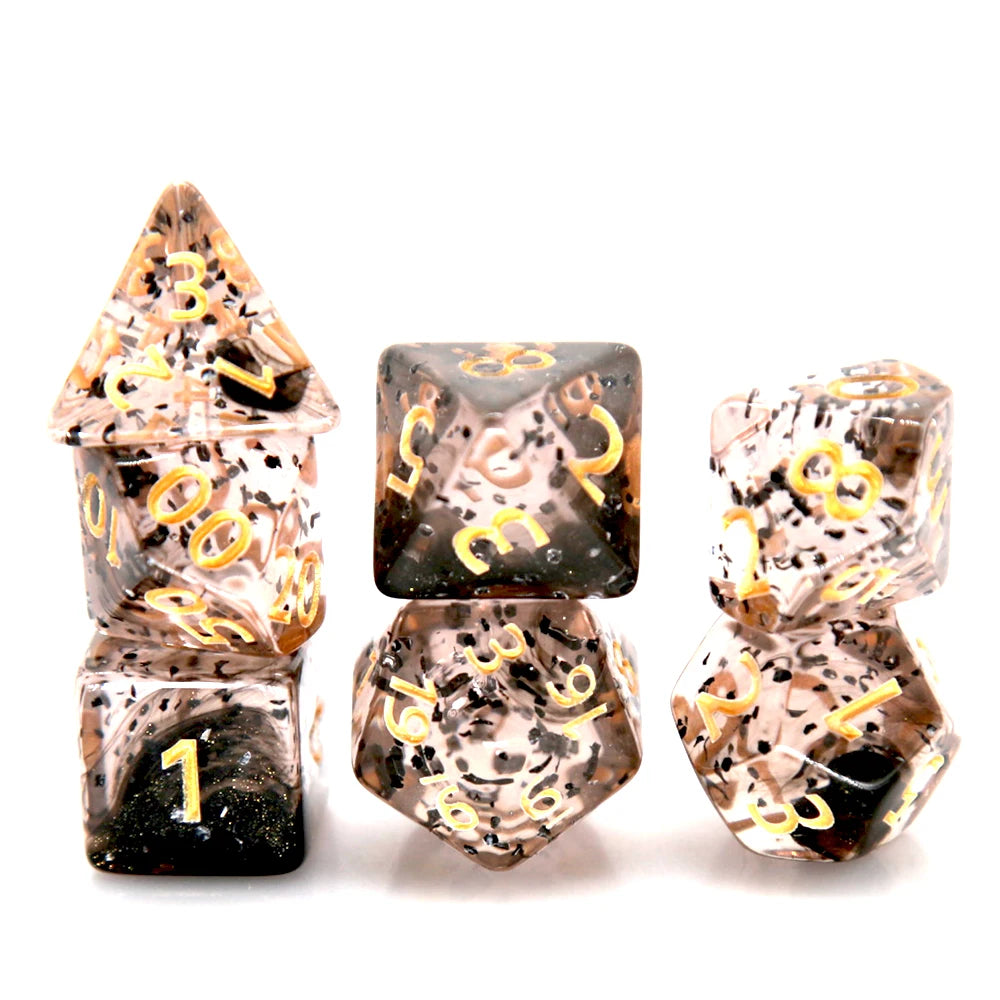 7Pcs/set Transparent Glitter Dice Set DND RPG TRPG D20 D12 D10 D00 D8 D6 D4 Tabletop Games Kids Toy Accessory