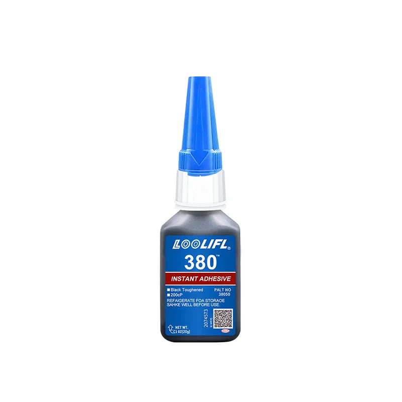 Loolifl380 Black 20g Super Glue Instant Fast-Drying Cyanoacrylate Adhesive Leather Rubber Wood Metal Strong Bonding Liquid Glue