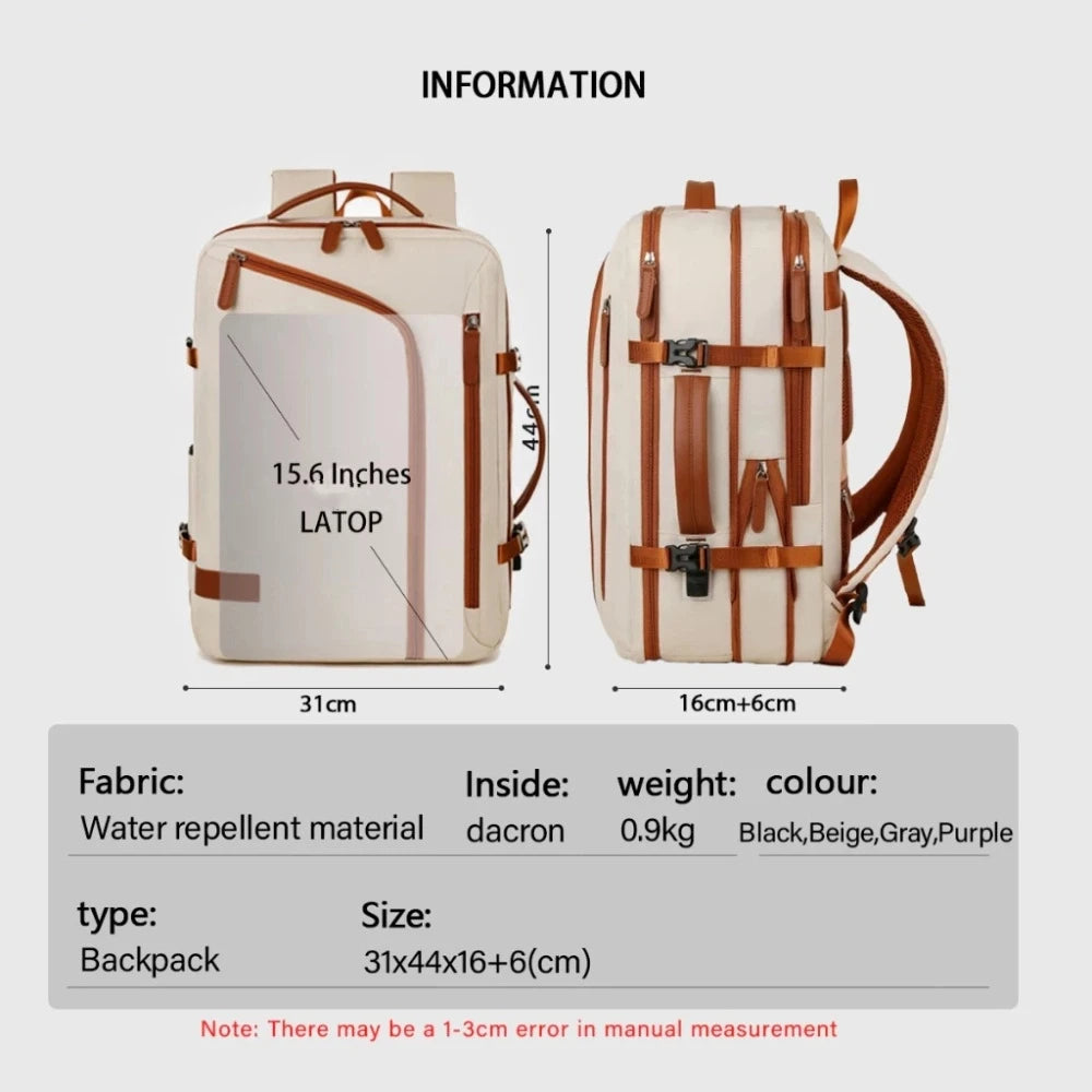 New Waterproof Travel Backpack 15.6inch Expandable Computer Bag USB Charging Port Large Capacity Luggage Bagpack Travel