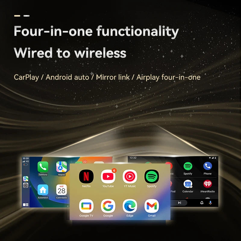 2026 Upgraded 4-in-1 Wireless Carplay/Android Auto/Airplay/Mirror Link Adapter, USB/USB-C Interface, Zero Latency, Automatic Reconnection, Mini Orange Version, Mobile Screen Projection, Supports Multiple App Projection, Durab