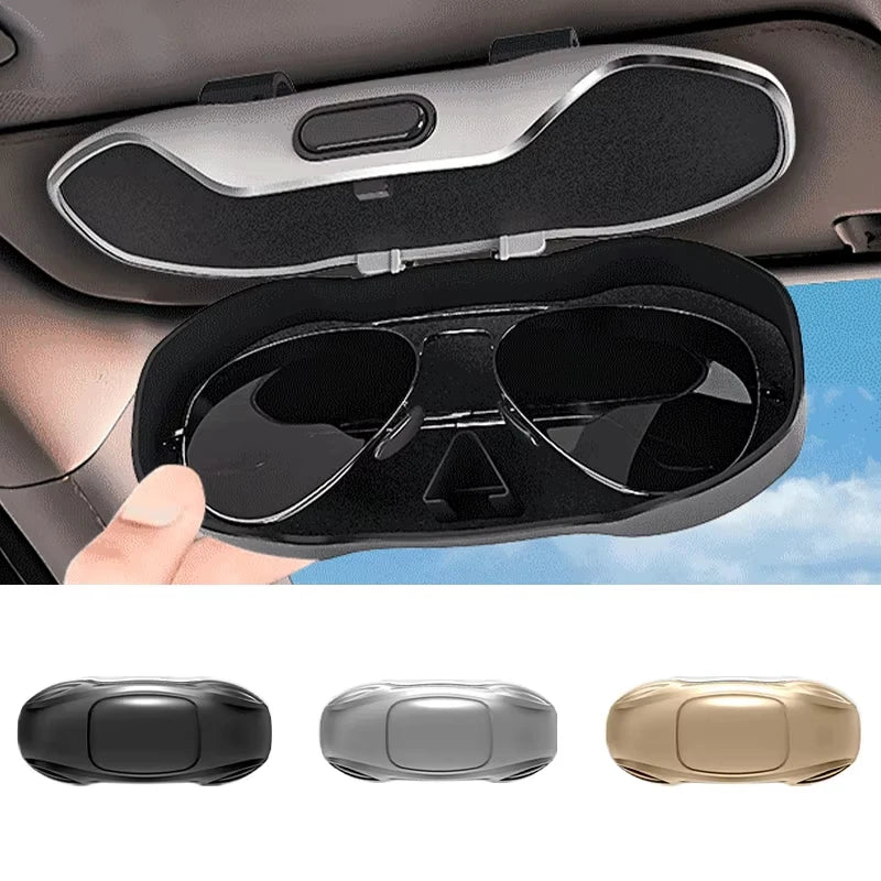 Car Glasses Case Sunglasses Storage Box Car Visor Glasses Case Premium ABS Flocking Inner Anti-Scratch Eyeglasses Protection Box