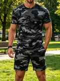 Summer Camouflage Pattern 3D Print Tracksuits Men Women Casual Short Sleeve T-Shirt Shorts Sets 2pcs Sports Suits Men's Clothing