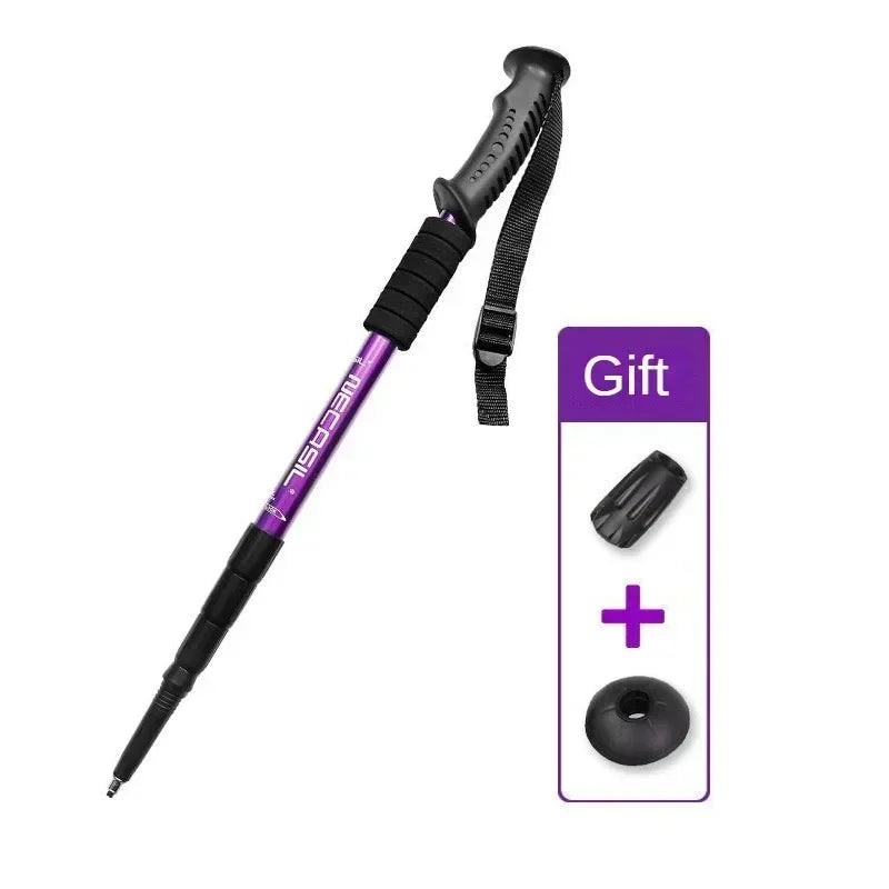 Aluminium Alloy Teleskopic Stick Hiking Poles Trekking Walking Sticks Ultralight Adjustable Walking Cane Telescopic Alpenstock