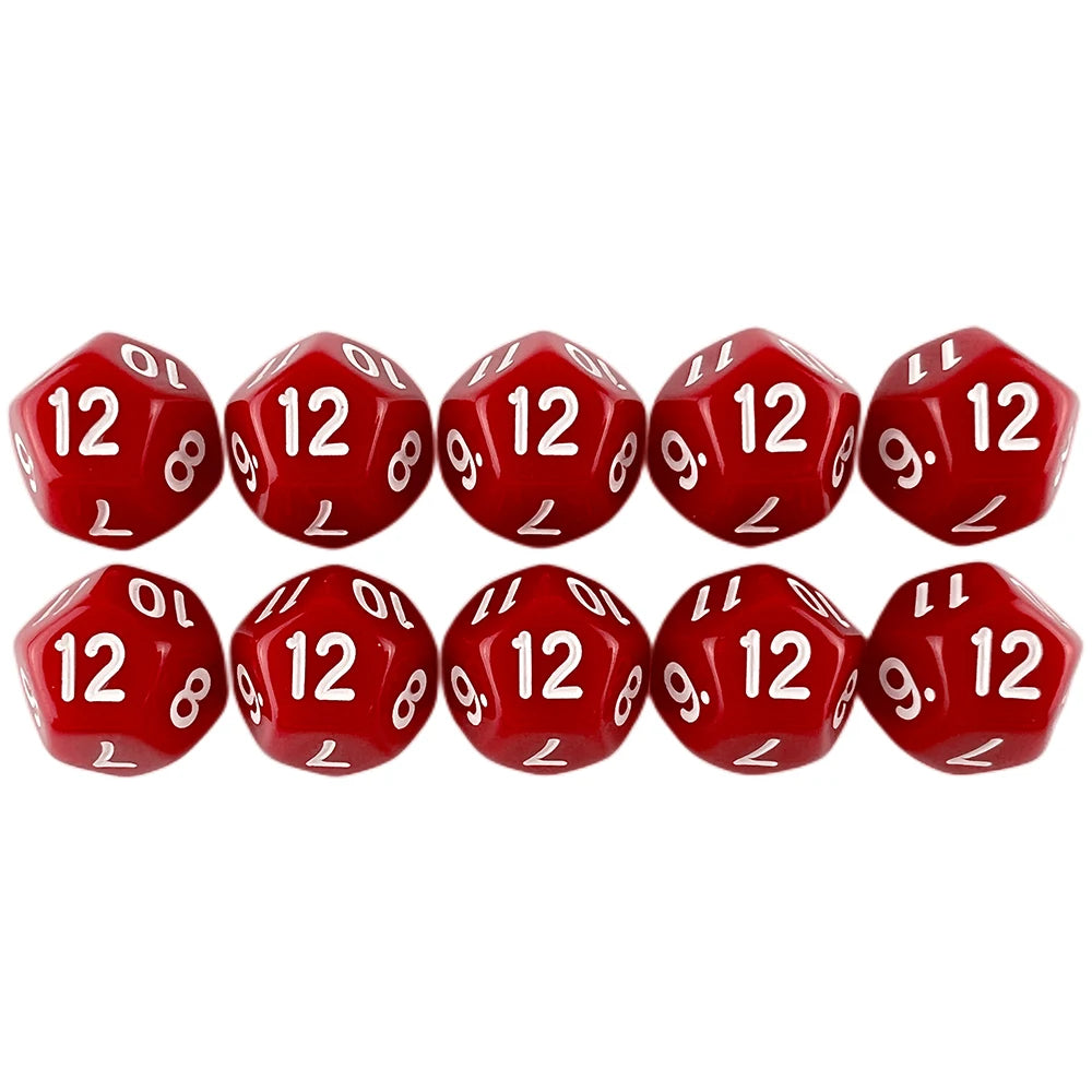 D12 Polyhedral Dice 18mm TRPG DND Digital Dice Game Set 12 Sides 10Pcs for Board Game