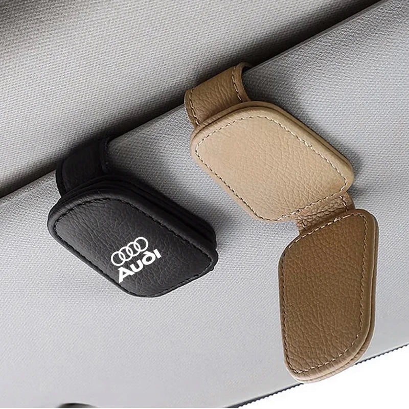 Car Leathers Glasses Clip Sun Visor Sunglasses Card Box For Audi Sline Q1 Q2 Q3 Q4 Q5 Q6 Q7  A4 A3 A6 TT S4 S5 S6 A1 A2 A5 A7 A8