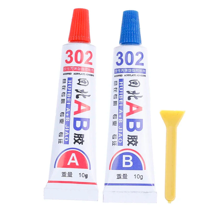 2pcs Liquid AB Glue 302 Metal Wood Fabric Rubber Leather Plastic UV Adhesive Universal Cyanoacrylate Epoxy Glue Strong Super