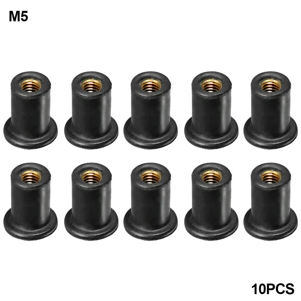 M4 M5 Rubber Well Nuts Motorcycle Windshield Windscreen Screws Bolts Nut 10pcs Fastener Screws Bolts Nuts