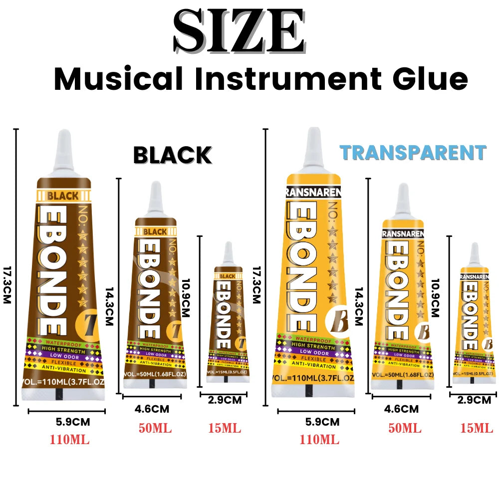 Universal Instrument Repair Glue For Guitar Drum Trumpet Piano Violin etc. Strong Soft Adhesive Anti-vibration 15ML 50ML 110ML