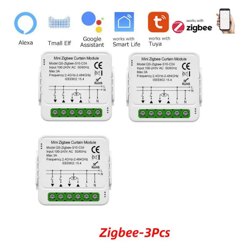 Tuya Mini WiFi Zigbee Curtain Switch For Roller Shutter Electric Motor Smartlife Control Remotely Works With Alexa Google Home