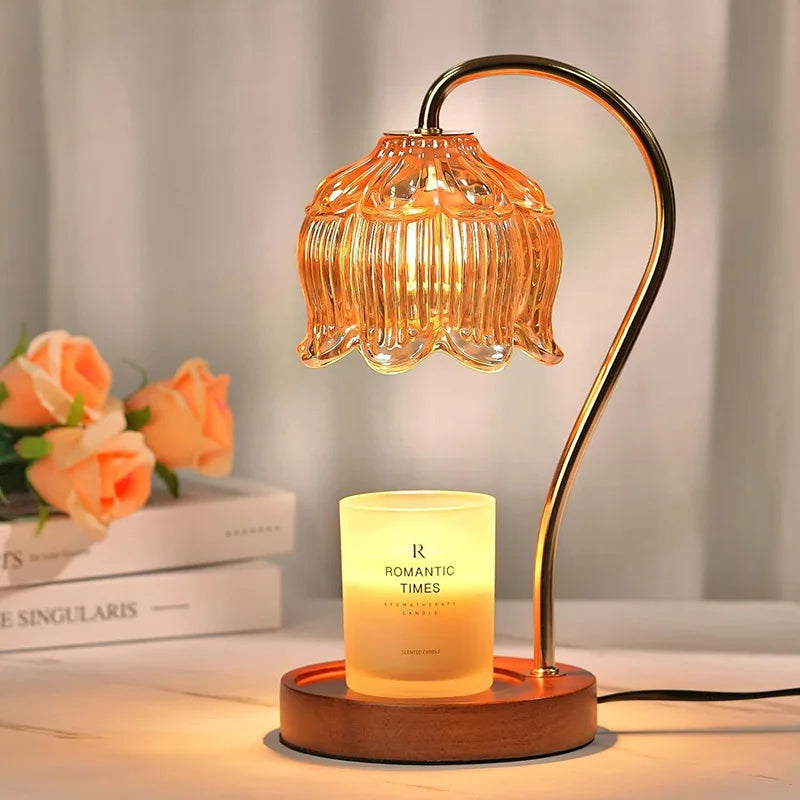 Nordic Glass Candle Warmer Lamp Bedroom Atmosphere Warmer Lamp Retro Lamp Candle Tray Night Light desk Decor Home Decoration  ﻿